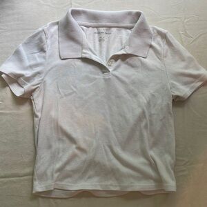 American Eagle medium collared crop white tee